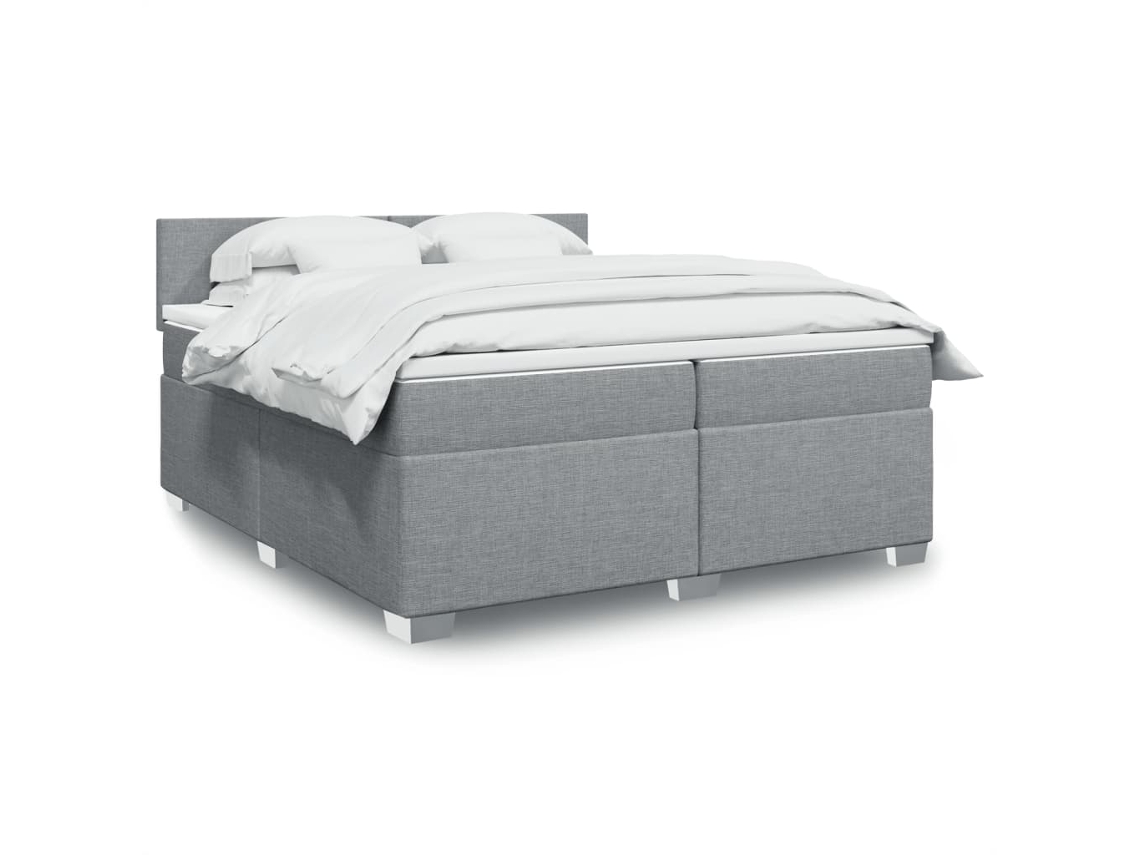 Vidaxl Cama Com Molas/colchão 200x200 Cm Tecido Cinza-claro