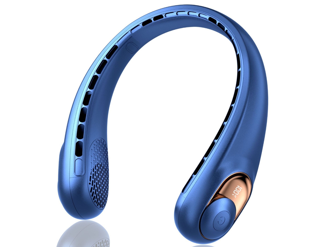 Ventoinha de Pescoço HENTEN HOME sem pás, silenciosa, 3 velocidades, 3600mAh, azul