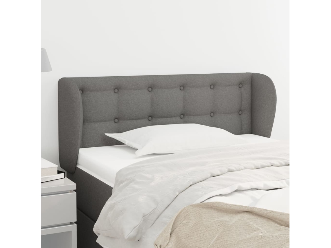 Cabecero con Alas de Tela 103x23x78/88cm Gris Oscuro