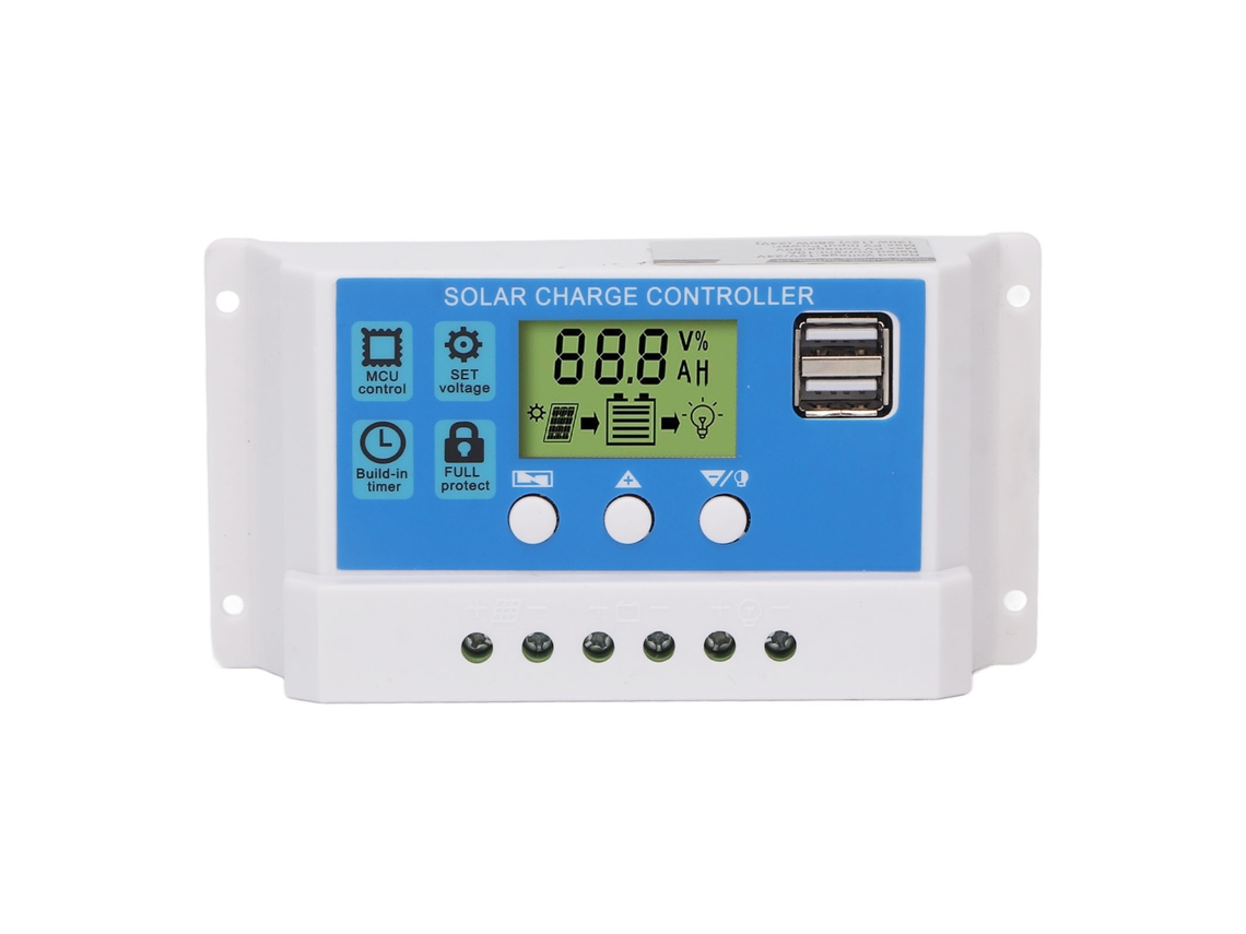Controlador de Carga Solar PWM 12V/24V com LCD e USB | S/MARCA