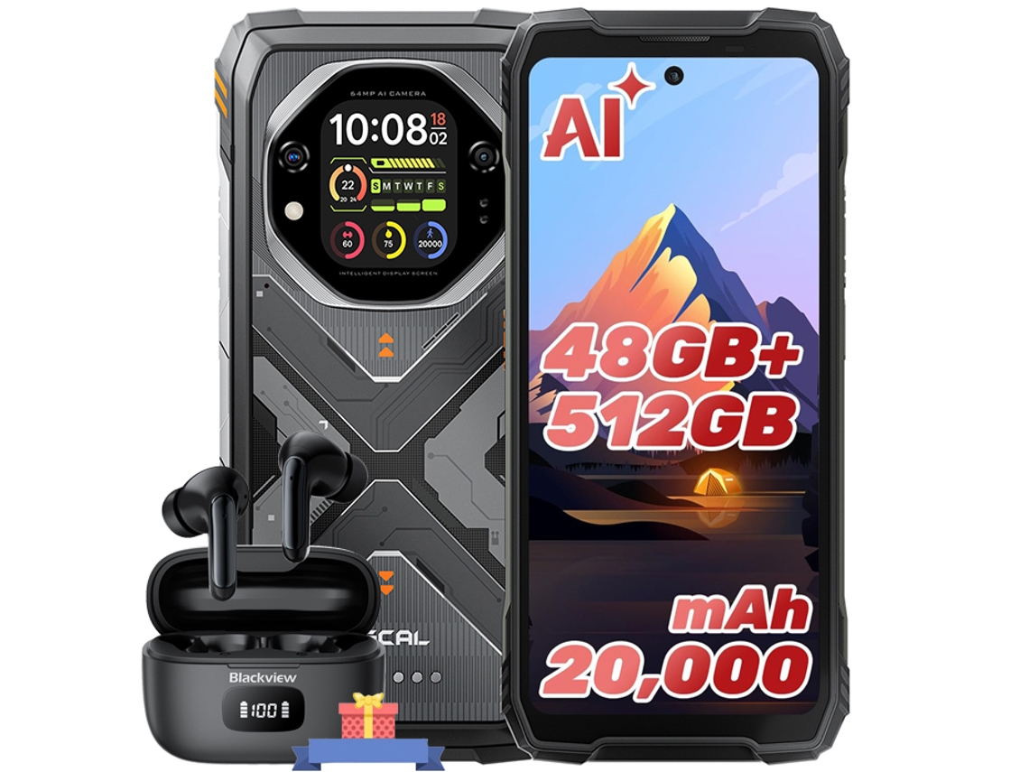 Smartphone Oscal Tank 1 + Airbuds 8 (6,78'' - 48 Gb - 512 Gb - 20000 Mah - Laranja)
