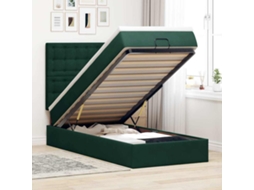 Estrutura De Cama Otomana Vidaxl Com Colchões Verde Escuro Veludo