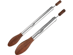 Pinça De Cozinha, Dois Tamanhos, Madeira De Nogueira, Aço Inoxidável, Para Churrasco, Cozinhar E Grelhar, Resistente Ao