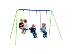 Conjunto de Baloiço para Crianças Metal e PE cor Verde 280x140x178 cm OUTSUNNY
