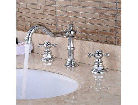 Cruz Para Torneira, Latão Cromado, Rotação 360°, 3 Furos Relavaev