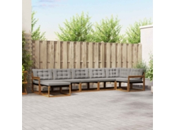 Vidaxl Conjunto De Sofás Para Exterior 7 Pcs Cinza Natural E Claro