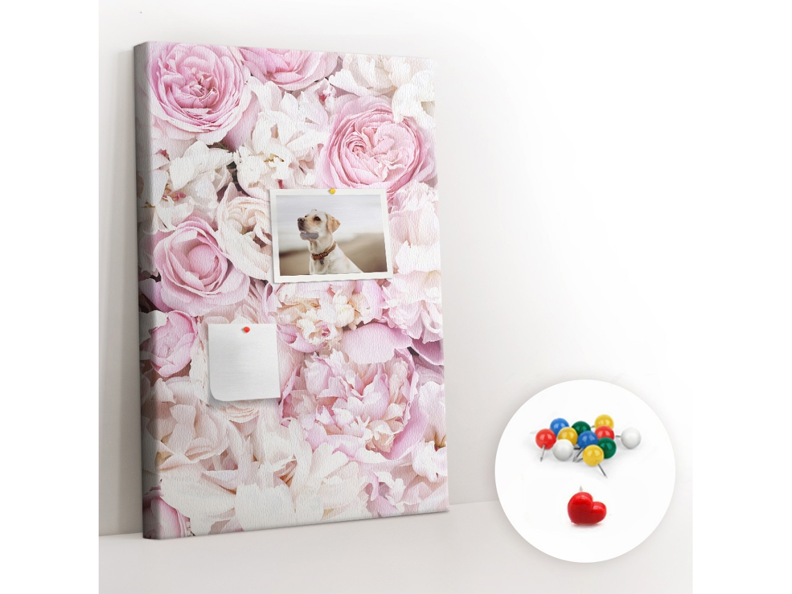 Painel De Cortiça Para Parede Flores Rosas Para O Quarto Das Crianças Espelharte (40x60 Cm)