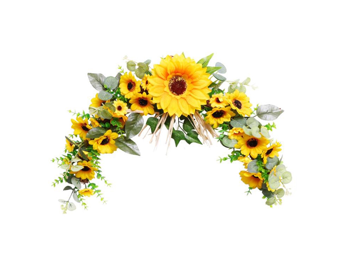 Wreath de Girassol Artificial Pastoril com Chifre 58x10cm