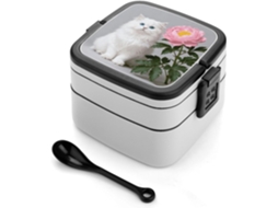 Marmita Bento Empilhável Para Adultos Com Estampa De E Peônias, À Prova De Vazamentos, Tamanho Grande, Com Tampa