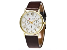Reloj De Pulsera Unisex Casual De Cuero Pu Con Cristal De Quartzo Zhoulianfa (café)
