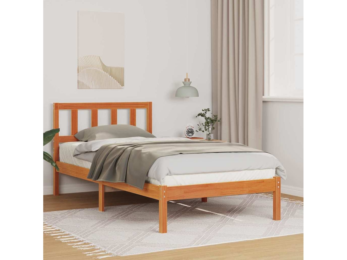Vidaxl Estrutura da Cama com Cabeceira Marrom Cera 75 X 190 Cm