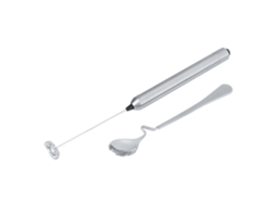 Frother de Leite Elétrico Manual de Aço Inox com Colher, para Café, Cappuccino
