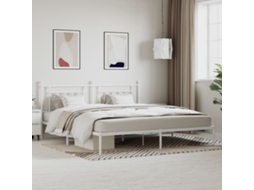 Estrutura De Cama Com Cabeceira 200x200 Cm Metal Branco