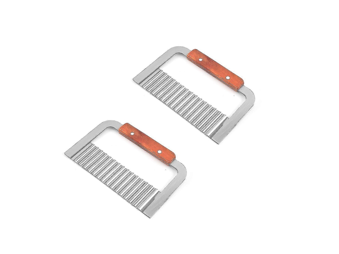 Conjunto De 2 Cortadores De Batata Ondulados Com Cabo De Madeira Everley891