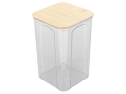 Recipiente Aéreo para Alimentos Transparente com Tampa de Bambu 1400ml para Grãos Cereais Café Chá S/MARCA