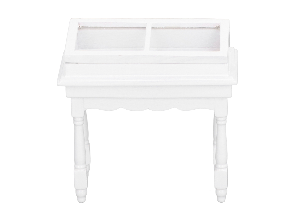 Primerox armário de Exibição para Casinha de Bonecas Miniatura de Madeira com Tampa Flip Branco 1/12