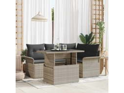 Vidaxl Conjunto De Sofá De Jardim Com Almofada 5 Pcs Cinzento-claro