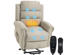 Fauteuil Elevador Elétrico, Massagem E Aquecimento, 87x87,5x108 Cm, Bege.