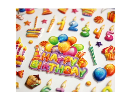 Adesivos Reutilizáveis ??- Relevo 3D Aniversário Glitter GLOBAL GIFT