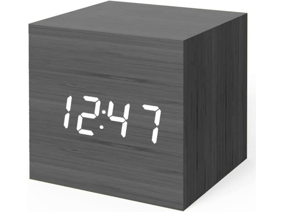 Despertador Compacto, Ajuste Digital De Brilho, Design Elegante Em Madeira, Grande Visor Led, Perfeito Para Decoração De Ambientes, Modo De Economia D