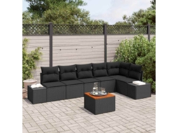 Vidaxl Conjunto De Sofá De Jardim 7 Unid. Preto Vime Pe