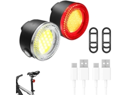 Luz De Bicicleta, Conjunto 2 Luzes Led Cob Para Recarregáveis Via Usb
