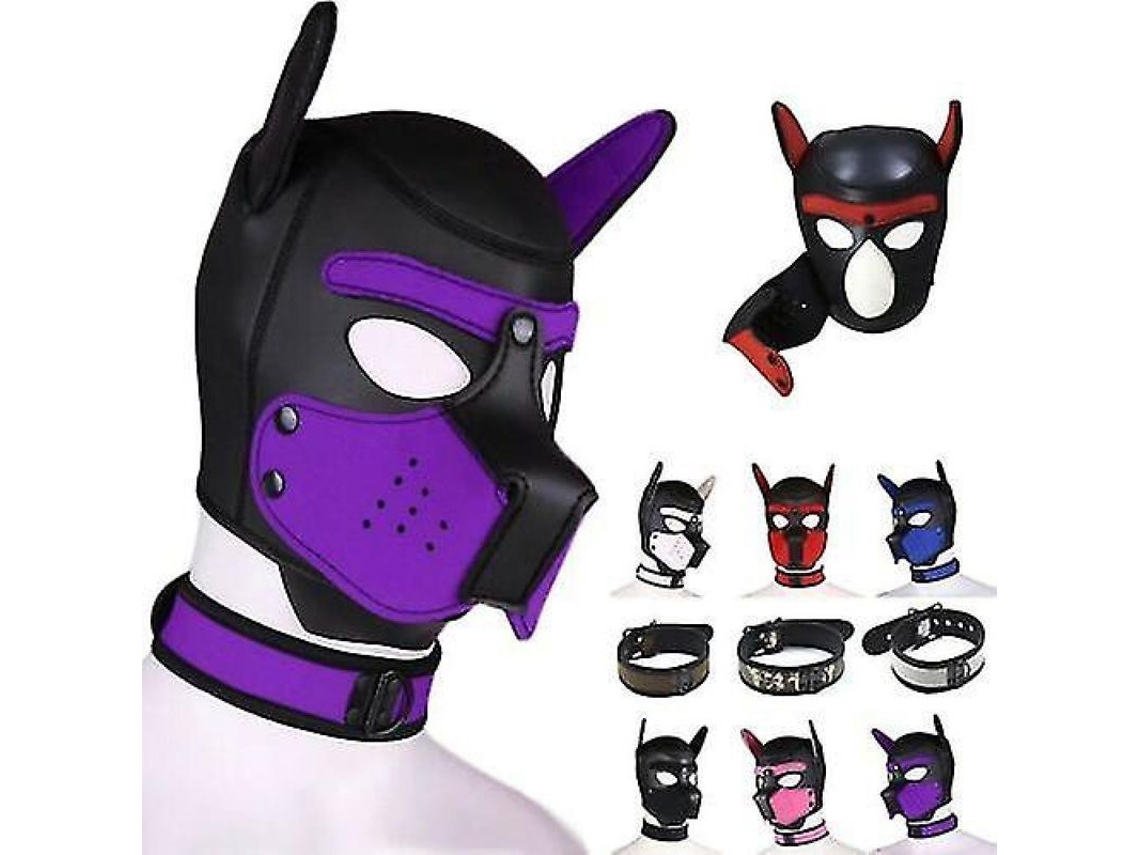 2026 máscara de Perro para Cosplay Carnaval Con Material Transpirable Talla Ajustable para Adultos Máscara de Cabeza de Perro Negro