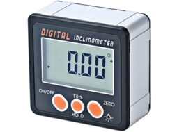 Transferidor eletrônico com caixa em liga de alumínio e inclinômetro digital com base magnética. Brilvibera