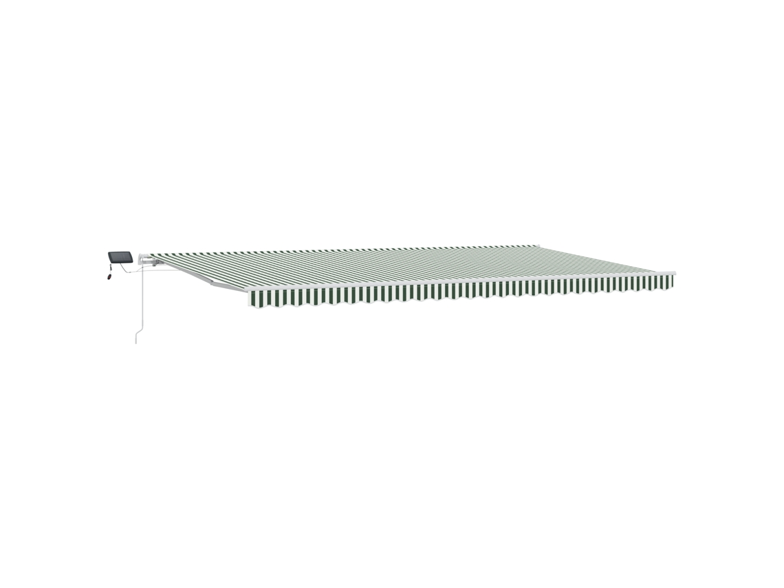 Toldo Retrátil Manual Com Led Verde E Branco Vidaxl Verde Alumínio (600 X 350 Cm)