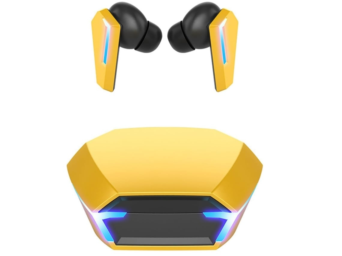 Auriculares Intraauriculares Baixa Latência Longa Duração NISSGU Bluetooth Amarelo