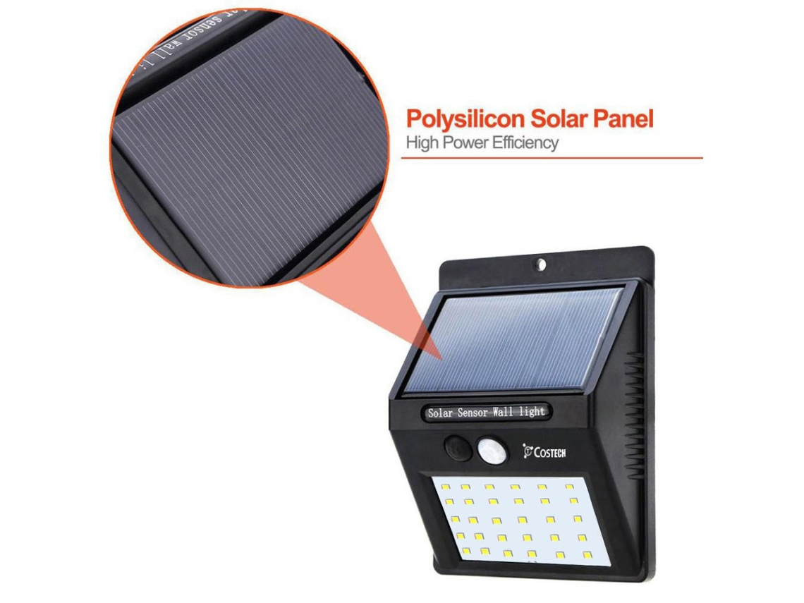 Luz Solar 30 Leds Sensor De Movimento Jardim Segurança