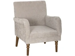 Poltrona Relax Linho Braços Elegantes Pés Madeira Acolchoado Cinzento