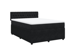 Cama com Molas/colchão 140x190 Cm Veludo Preto MAISON EXCLUSIVE