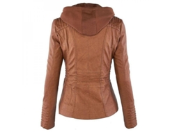 2026 chaqueta de Couro Pu para Mulher Moto Corta Blazer Plus Size Nlr S Marrón