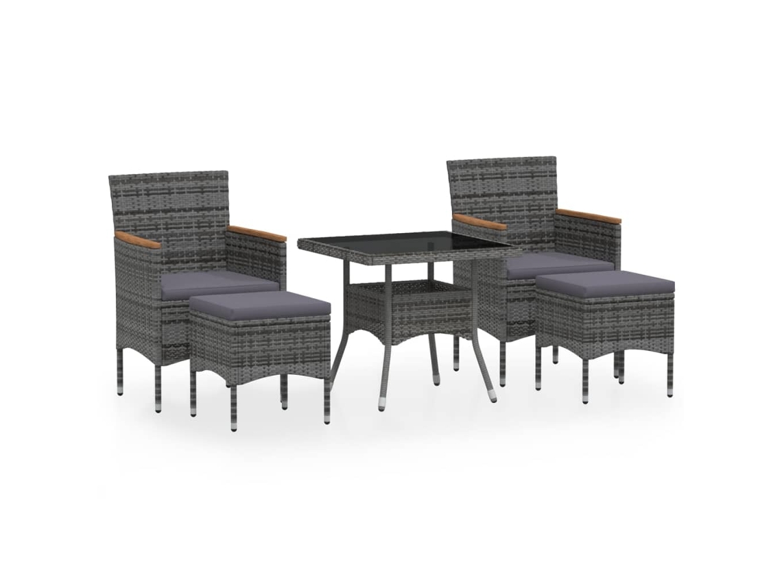 Maison Exclusive - 5 Pcs Conjunto Jantar P/ Jardim Vime Pe E Vidro Temperado Cinza