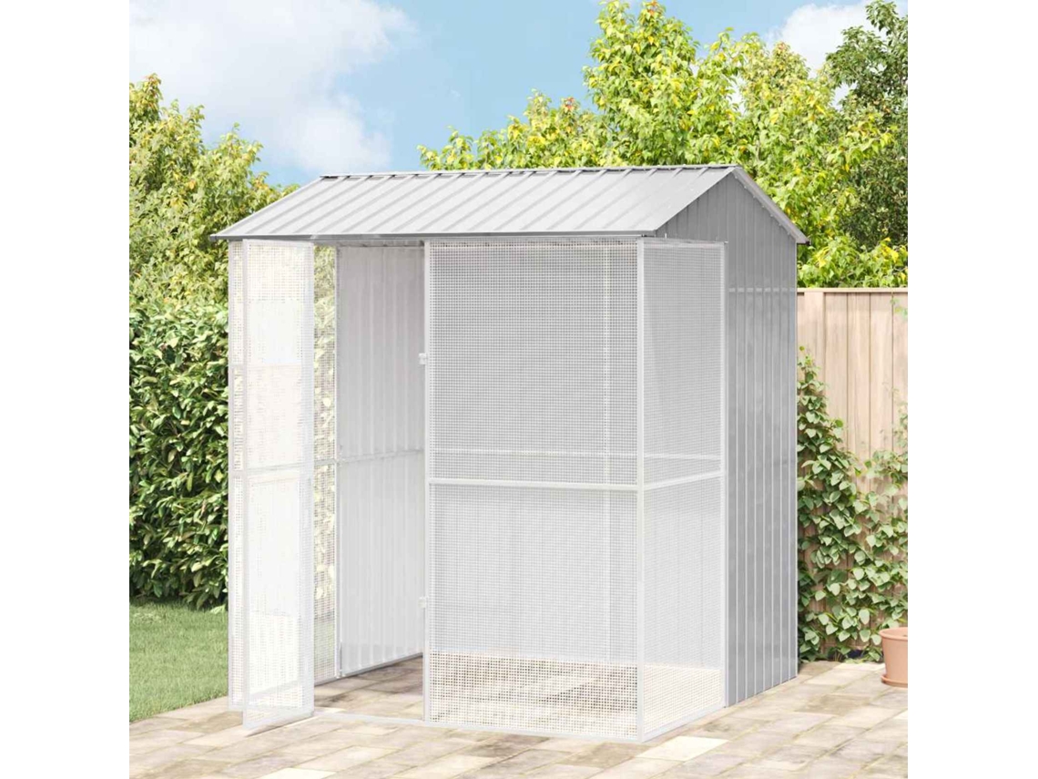 Vidaxl Gaiola Para Pássaros Cinzeto 215 X 210 X 247 Cm Aço Galvanizado