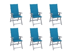 Cadeiras Jardim Reclináveis C/ Almofadões 6 Pcs Acácia Maciça Dkd Home Decor