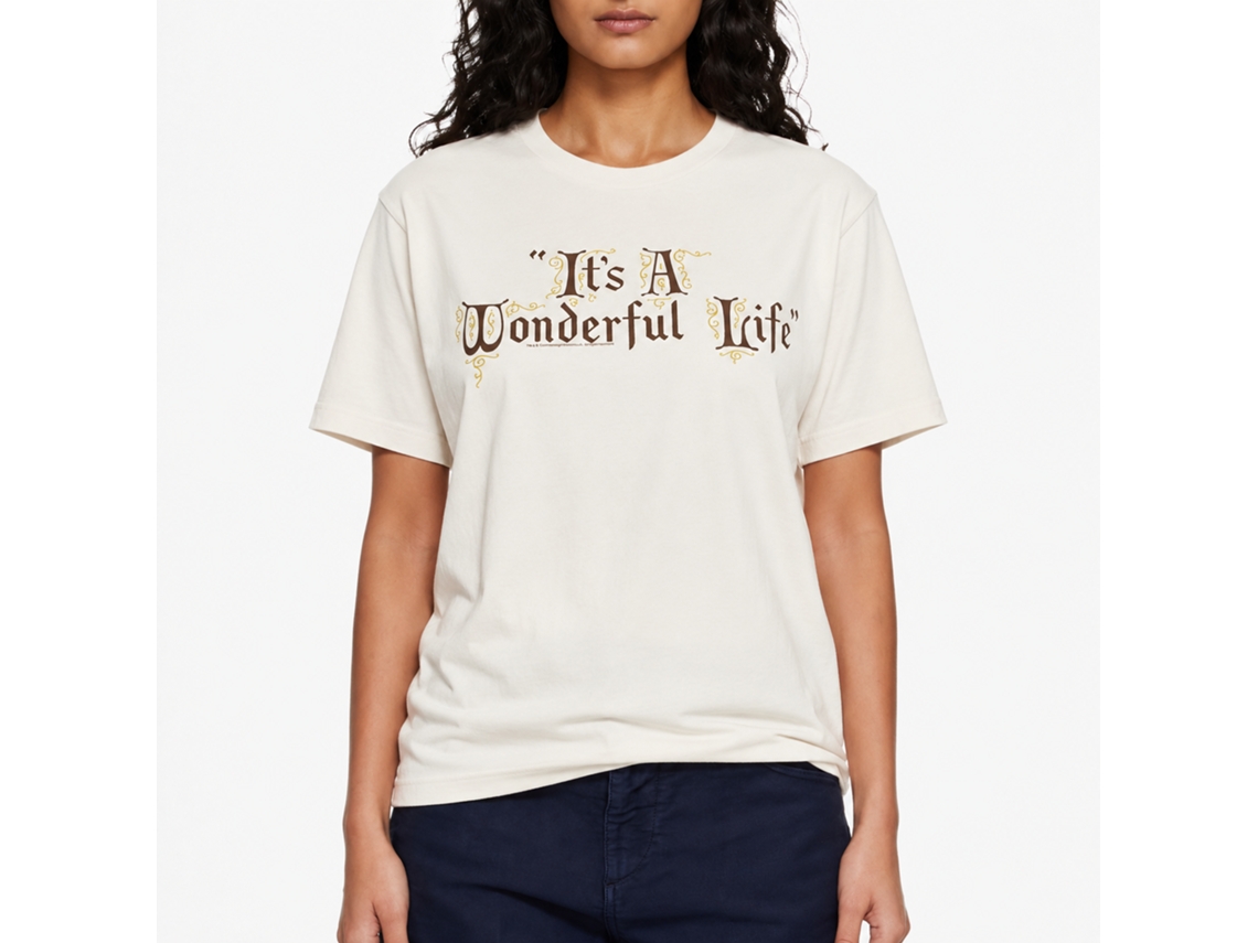 Rockinstone Its A Wonderful Life Movie Title Treatment Solid Natural Adult T-shirt Size:xl