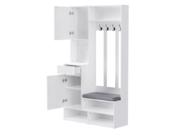 Roupeiro de Corredor com Banco, 4 Ganchos, Portas e Gavetas Dimensões 100×180×35 Cm PENGJIANG SHOP (largura×altura×profundidade)