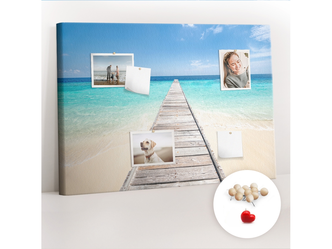 Quadro De Cortiça Ilha Tropical Para A Sala De Estar Espelharte (100x70 Cm)