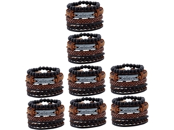 Conjunto Com 8 Pulseiras Trançadas Estilo Punk - Acessórios De Moda Para Amantes Do Rock