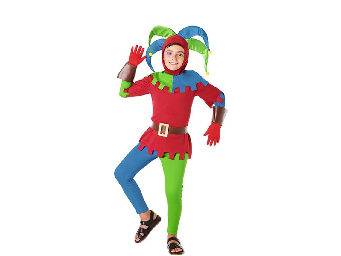 Fato de bobo medieval multicolorido para criança