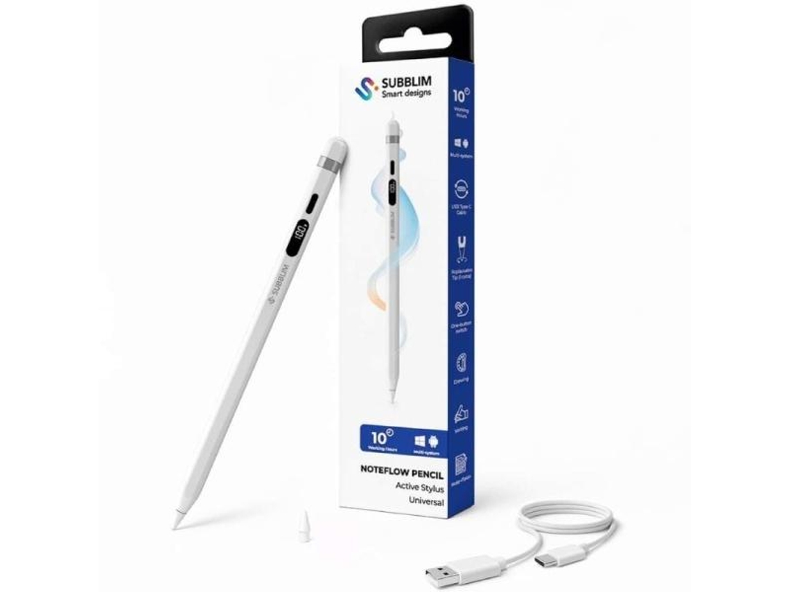 Caneta Stylus SUBBLIM Noteflow para Android e Windows (Branco)