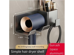 Secador de Cabelo, Rack Armazenamento, Sem Perfuração, Banheiro, Suporte Secador, Banhei Ro Cabel GOKOCO