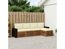 Vidaxl Conjunto De Sofás Para Exterior 5 Pcs Natural E Creme