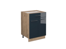 Armário de cozinha Fame-Line, 60 cm com gaveta, PT Antracite, Azul escuro brilhante, VICCO