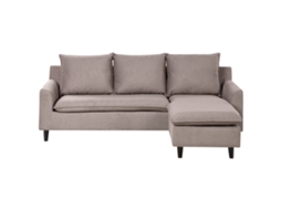 Sofá Esquinero Beliani Elvenes De Terciopelo Beige 206x140x69