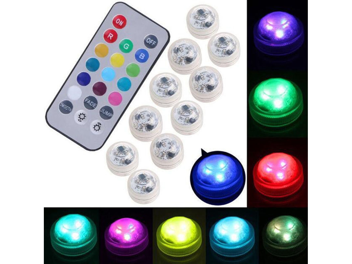 Conjunto De 10 Mini Luzes Led Submersíveis, Luzes Subaquáticas Rgb Multicoloridas À Prova D'água Com 1 Controle Remoto Para Piscina, Lagoa E Aquário