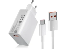 Kit Carregador Turbo Fast Charge e Cabo de Carga VENISYMLIS para Xiaomi Redmi Note 11 Pro+ (33W - 3A - USB - C - Branco)