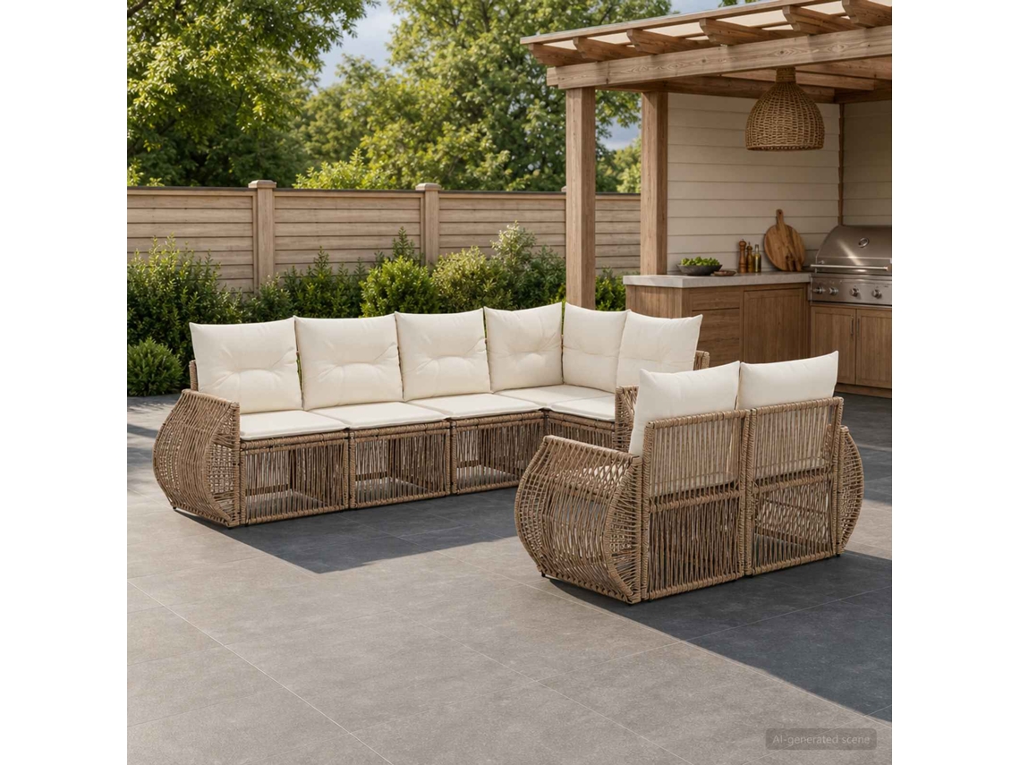 Vidaxl Conjunto De Sofá De Jardim 7 Unid. 7-número De Lugares